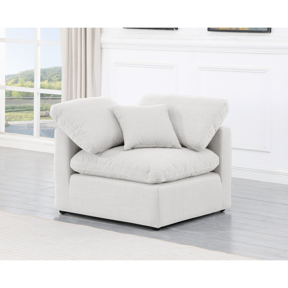 Indulge White Linen Textured Fabric Corner Chair