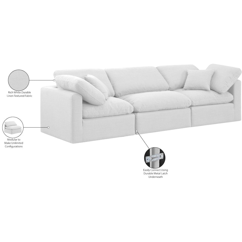 Indulge White Linen Textured Fabric Modular Sofa