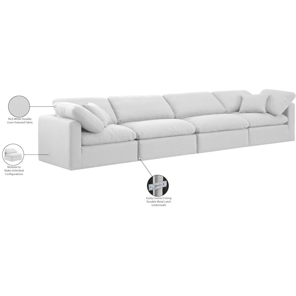 Indulge White Linen Textured Fabric Modular Sofa