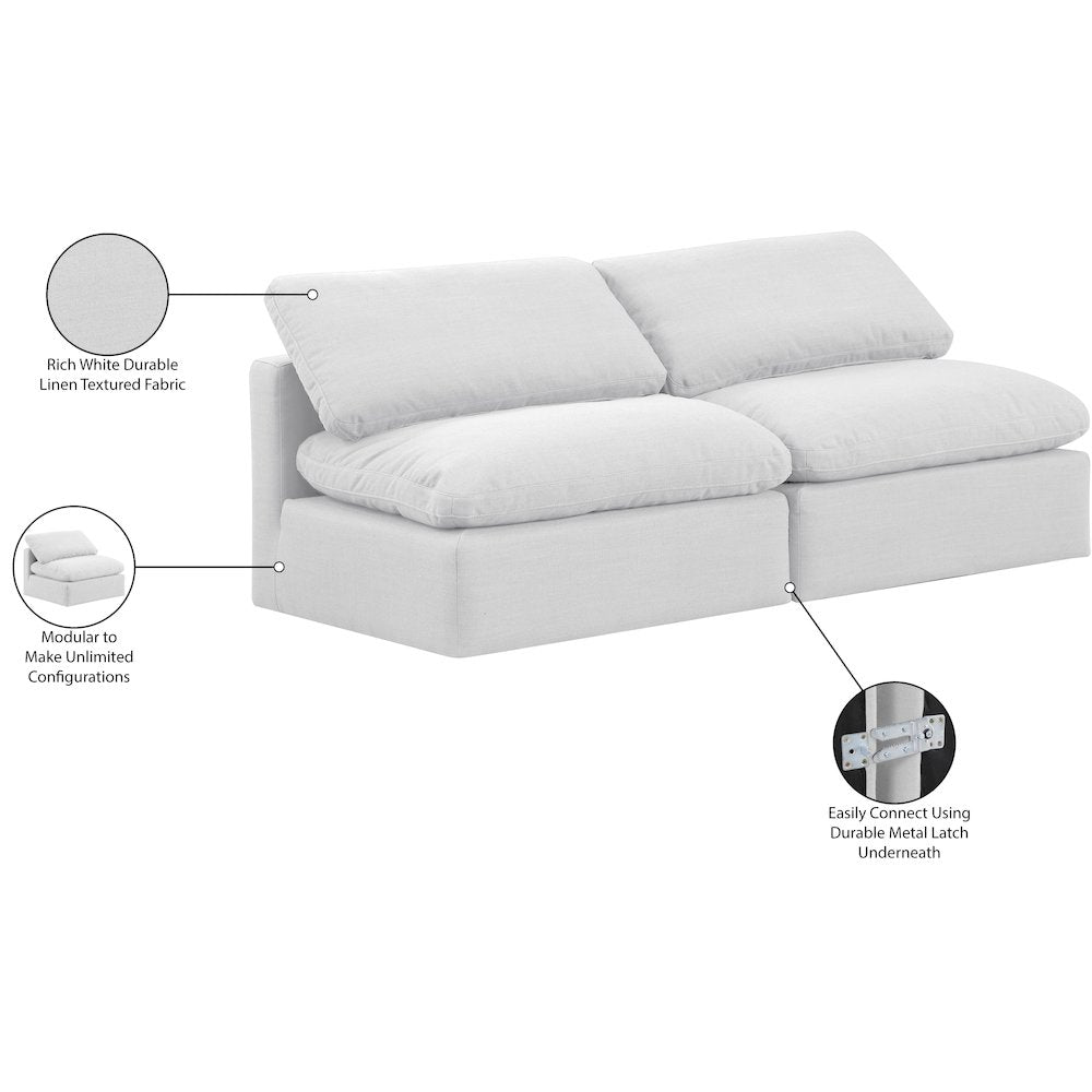 Indulge White Linen Textured Fabric Modular Sofa