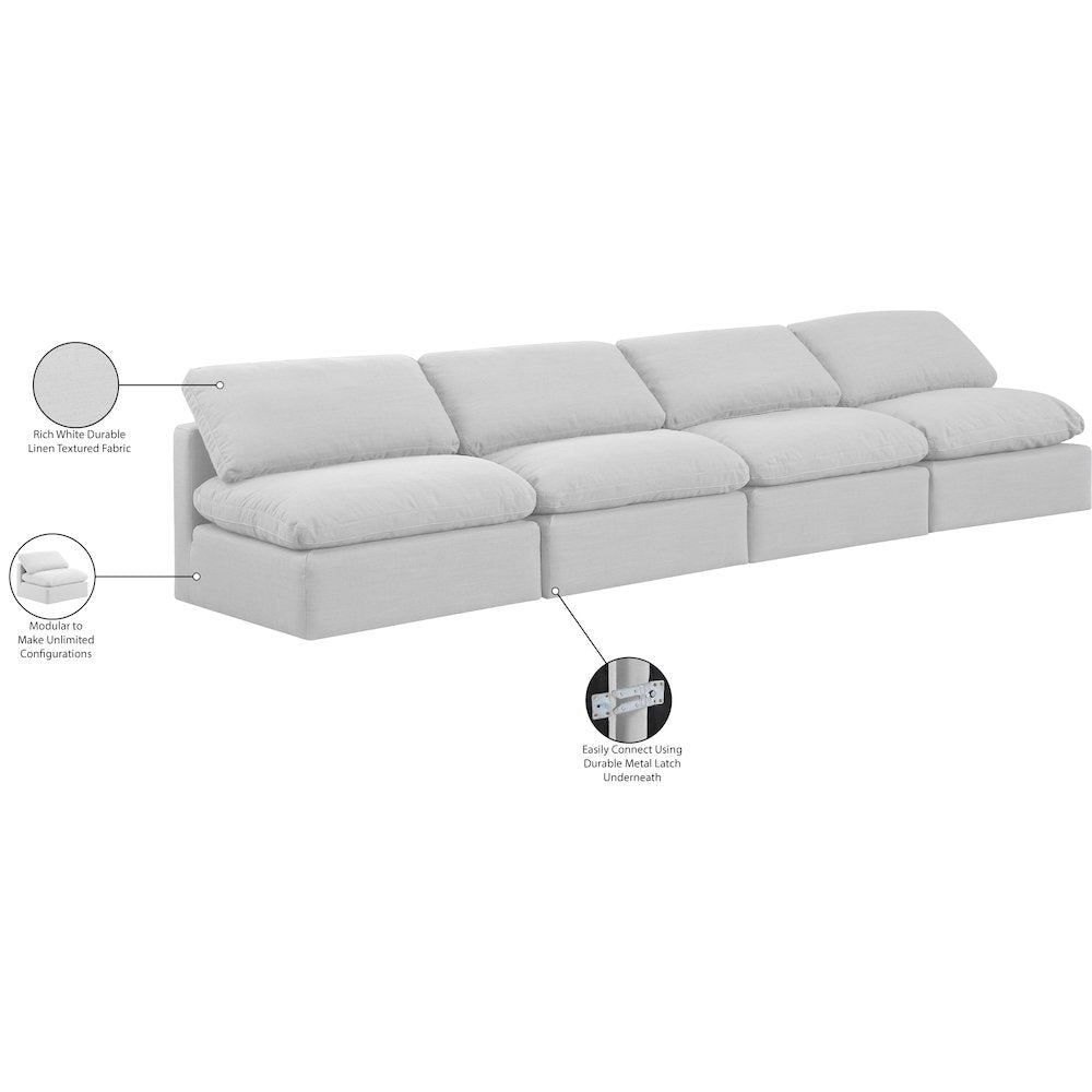 Indulge White Linen Textured Fabric Modular Sofa