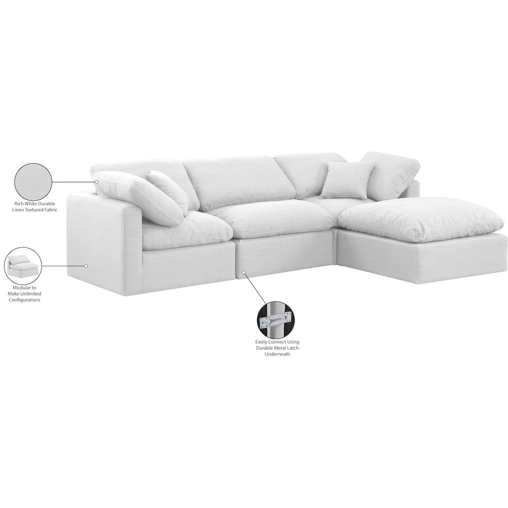 Indulge White Linen Textured Fabric Modular Sectional