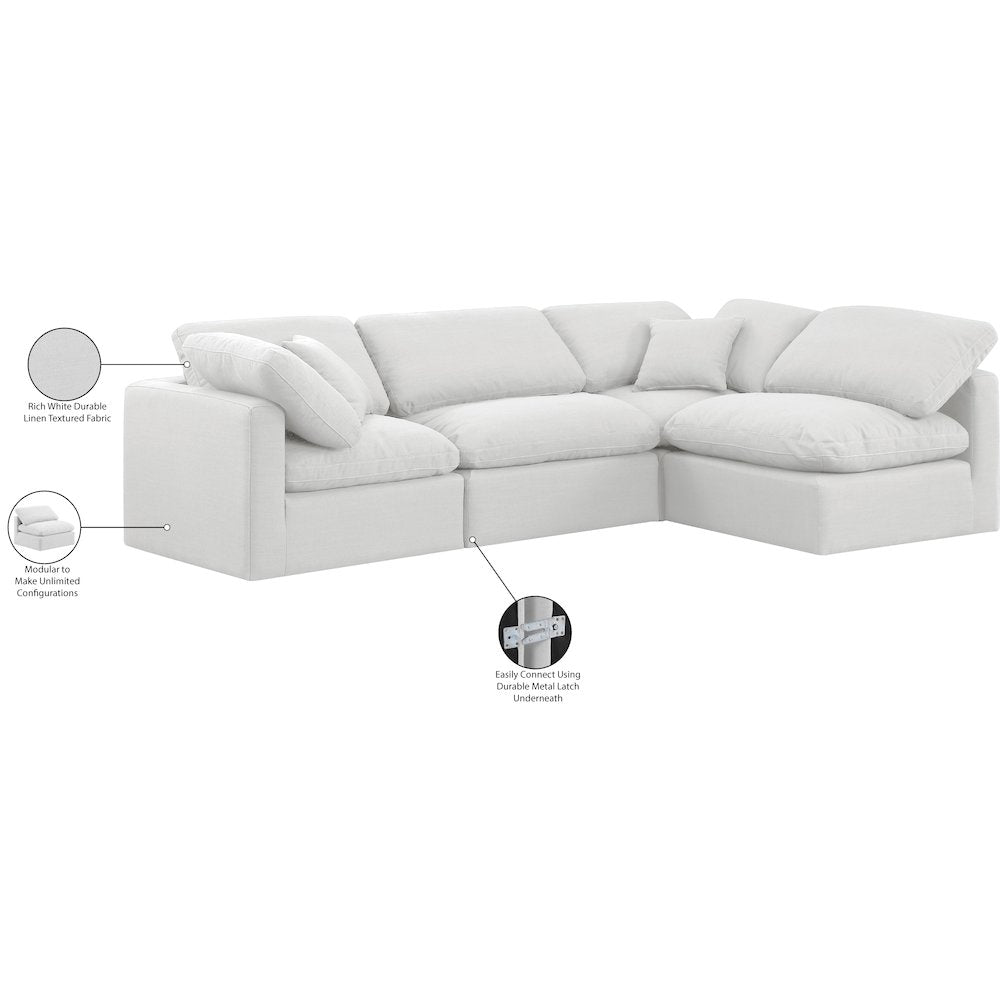 Indulge White Linen Textured Fabric Modular Sectional
