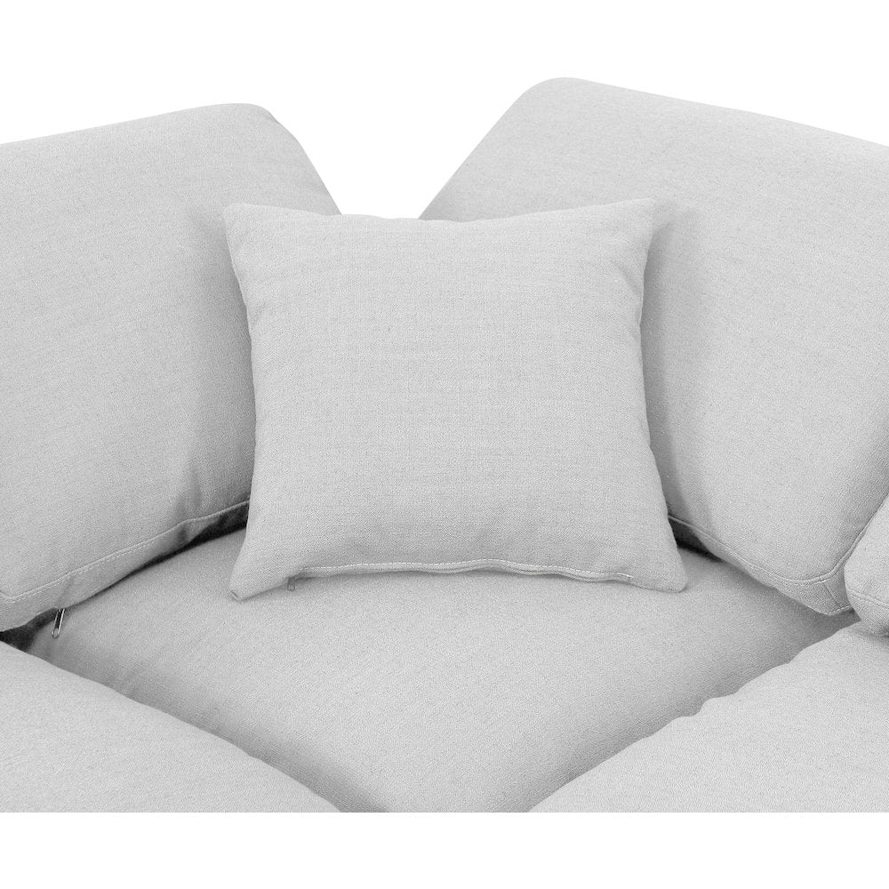 Indulge White Linen Textured Fabric Modular Sectional