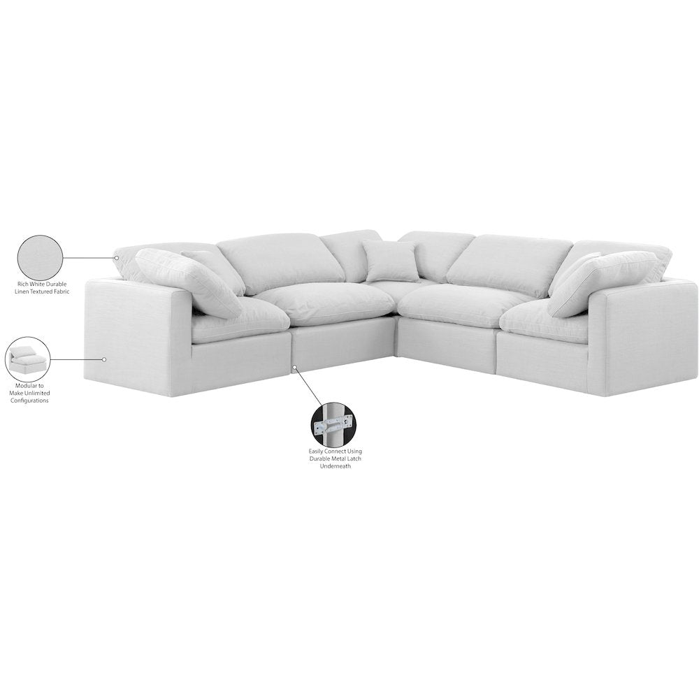 Indulge White Linen Textured Fabric Modular Sectional