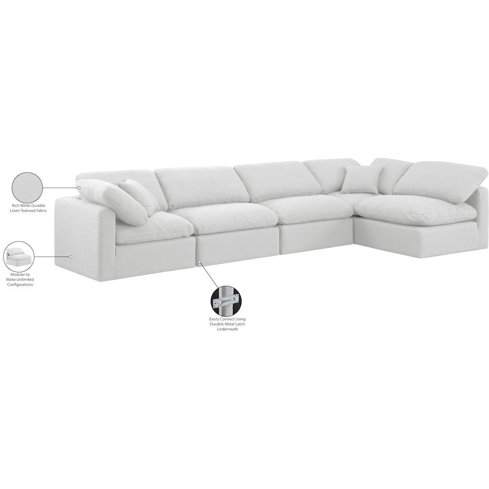 Indulge White Linen Textured Fabric Modular Sectional