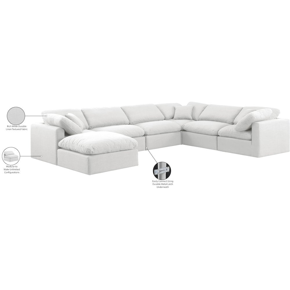 Indulge White Linen Textured Fabric Modular Sectional