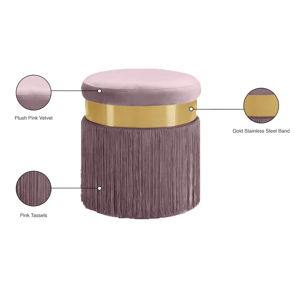 Yasmine Pink Velvet Ottoman/Stool