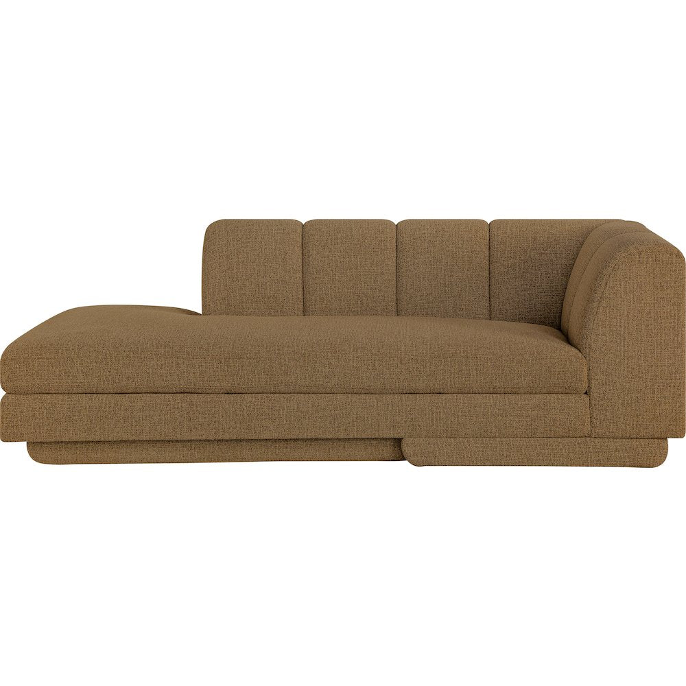 Modari Brown Fabric Upholstered Right Arm Chaise