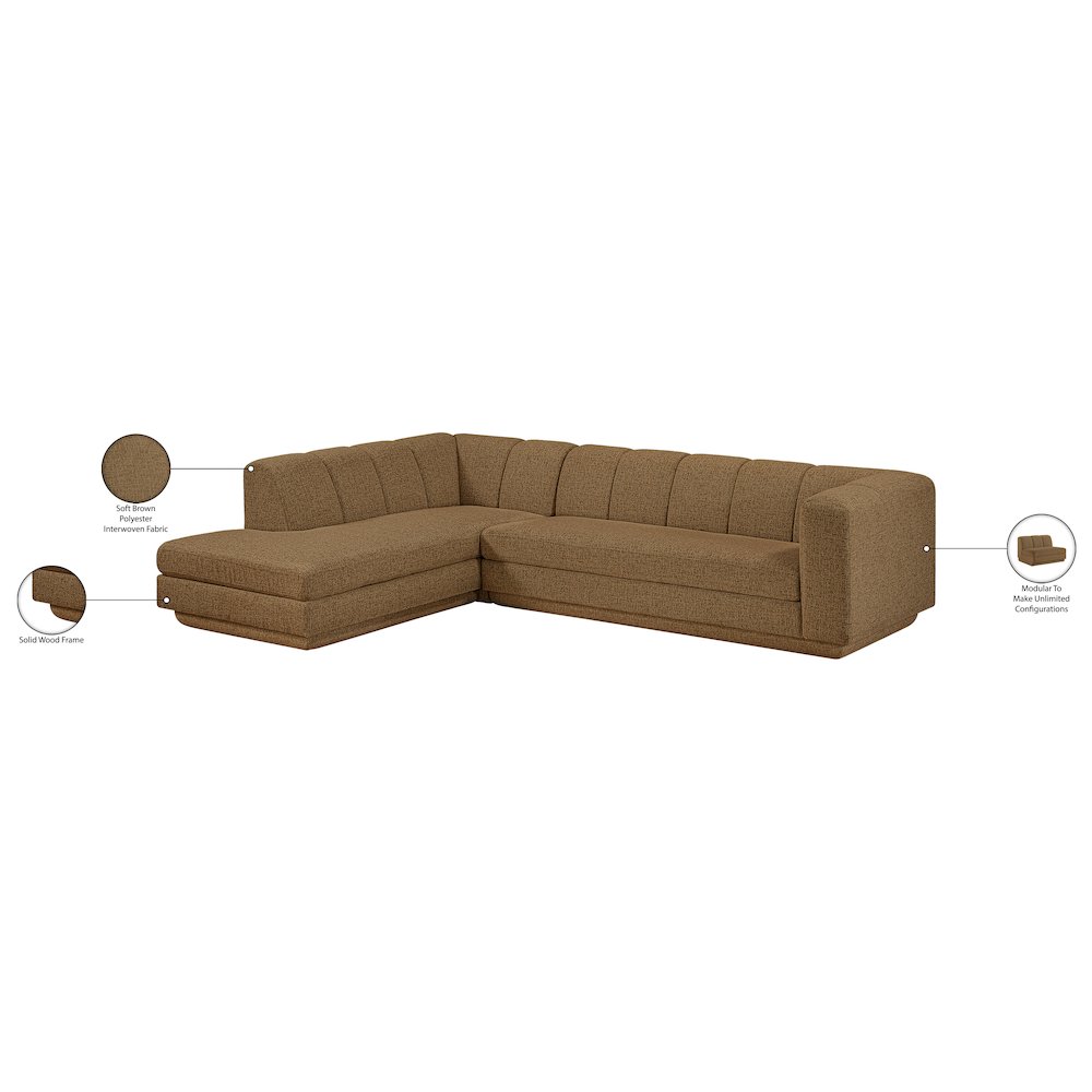 Modari Brown Fabric Upholstered 2pc. Modular Sectional