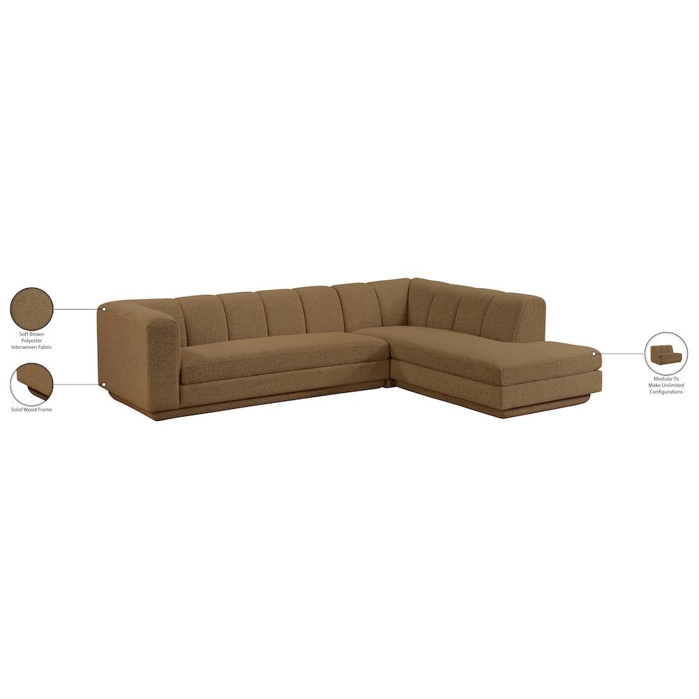 Modari Brown Fabric Upholstered 2pc. Modular Sectional
