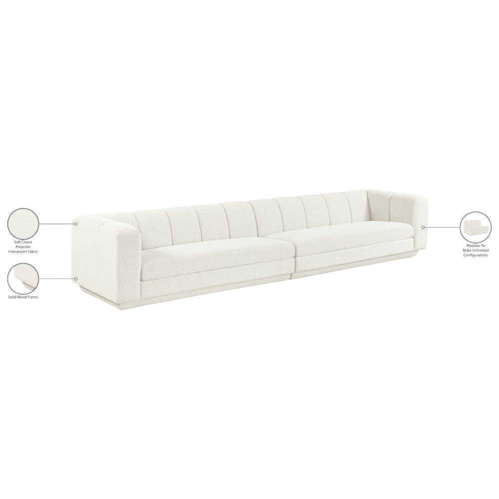 Modari Cream Fabric Upholstered 2pc. Modular Sofa