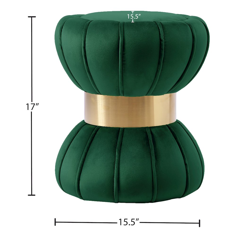Vino Green Velvet Ottoman/Stool