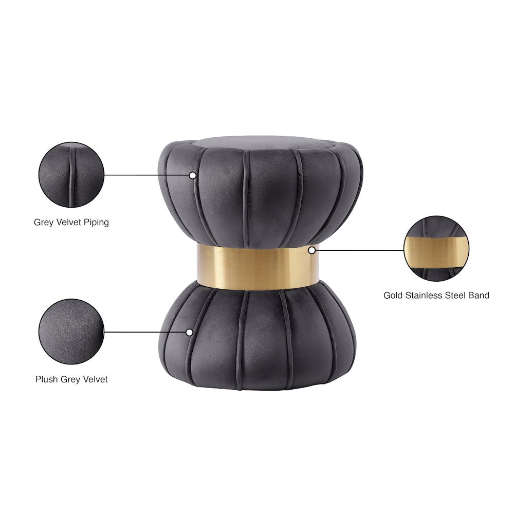 Vino Grey Velvet Ottoman/Stool