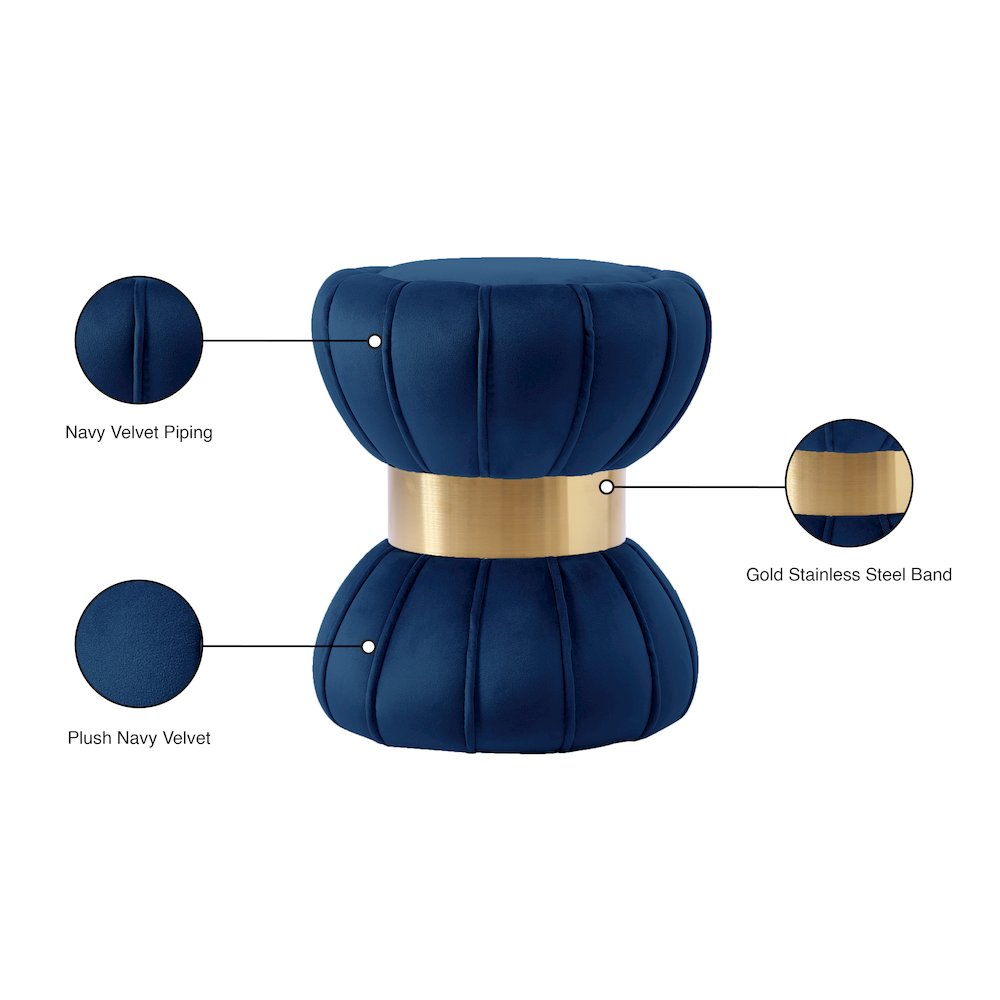 Vino Navy Velvet Ottoman/Stool