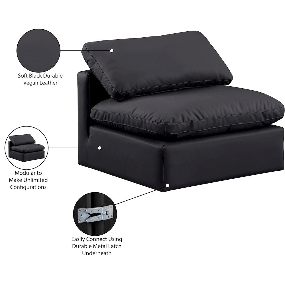Indulge Black Vegan Leather Armless Chair