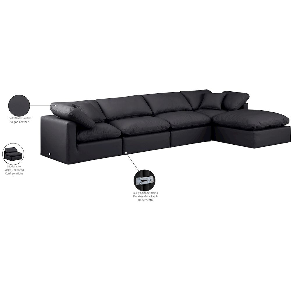 Indulge Black Vegan Leather Modular Sectional