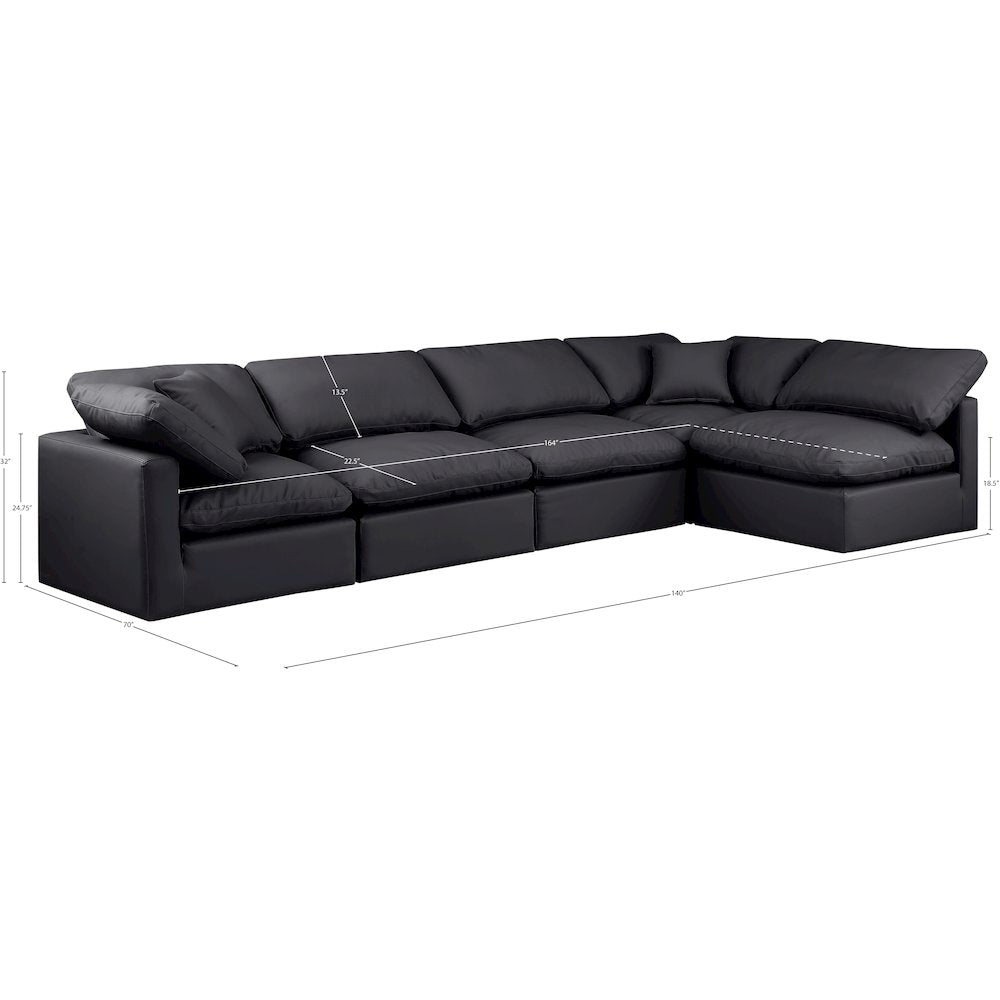 Indulge Black Vegan Leather Modular Sectional