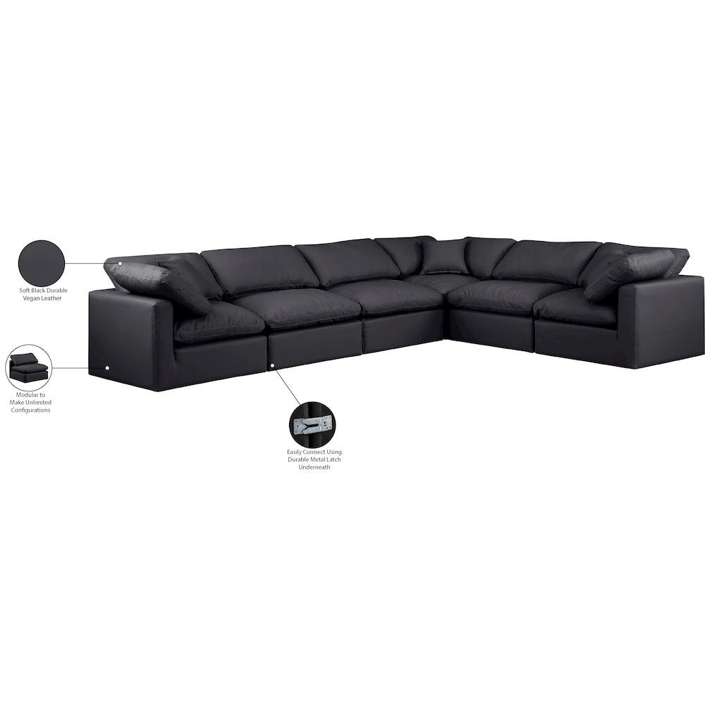 Indulge Black Vegan Leather Modular Sectional