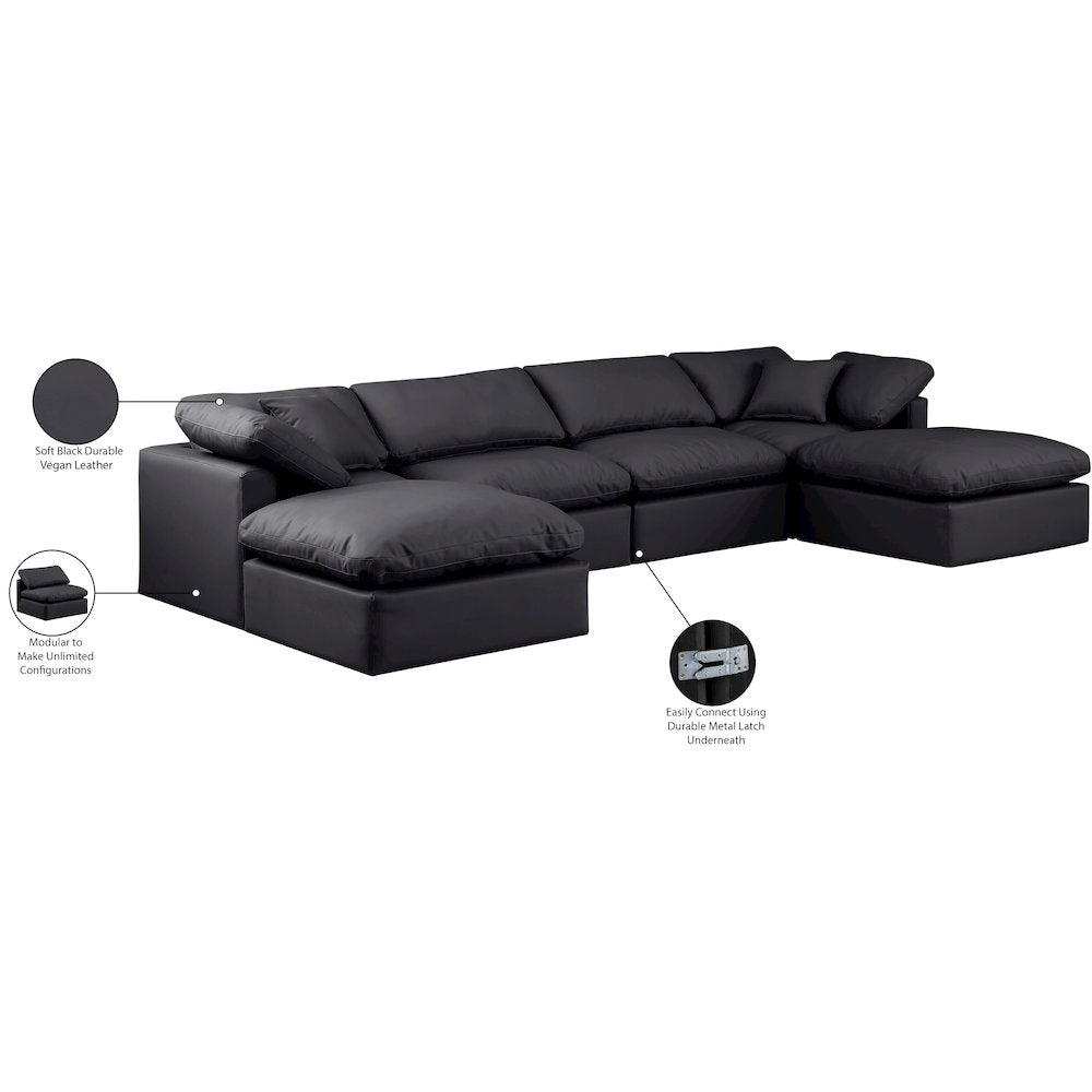 Indulge Black Vegan Leather Modular Sectional