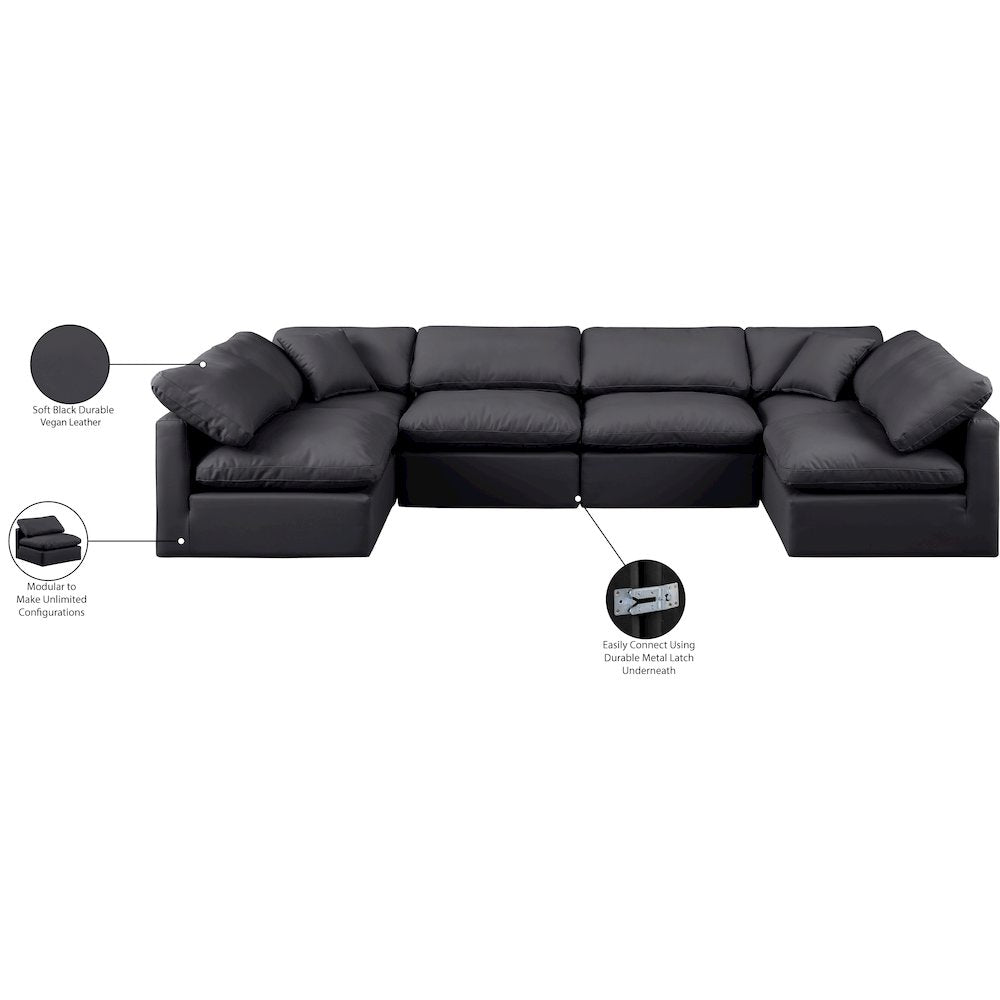Indulge Black Vegan Leather Modular Sectional