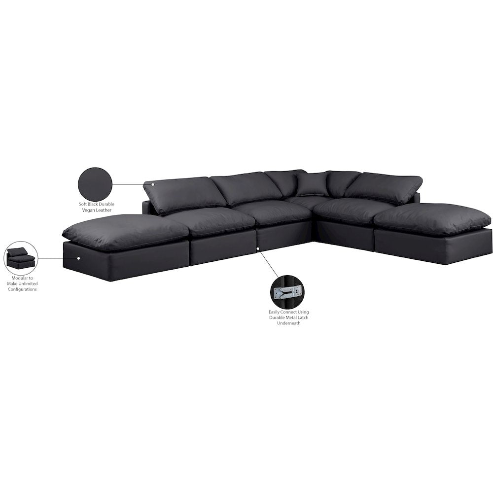 Indulge Black Vegan Leather Modular Sectional