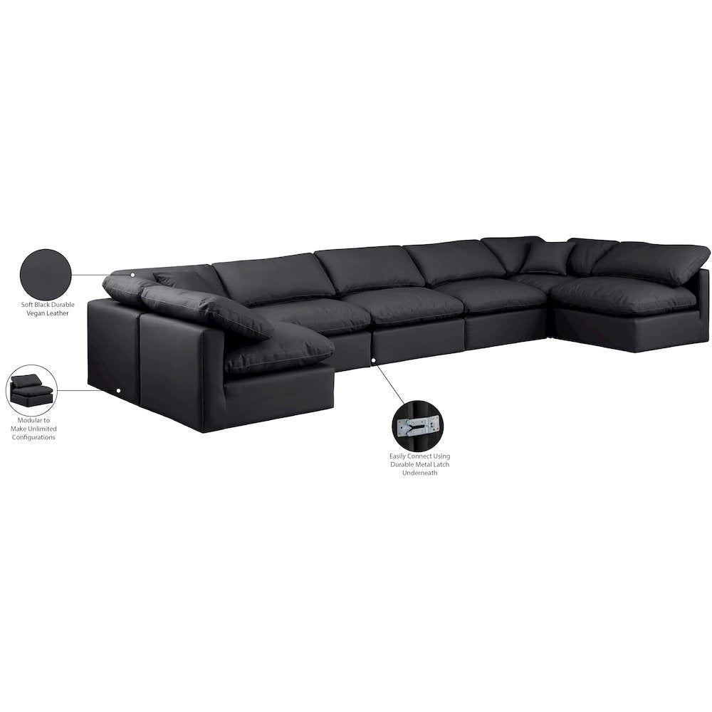 Indulge Black Vegan Leather Modular Sectional