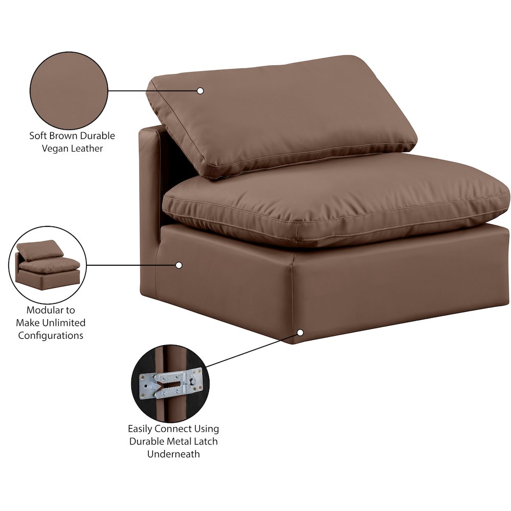 Indulge Brown Vegan Leather Armless Chair