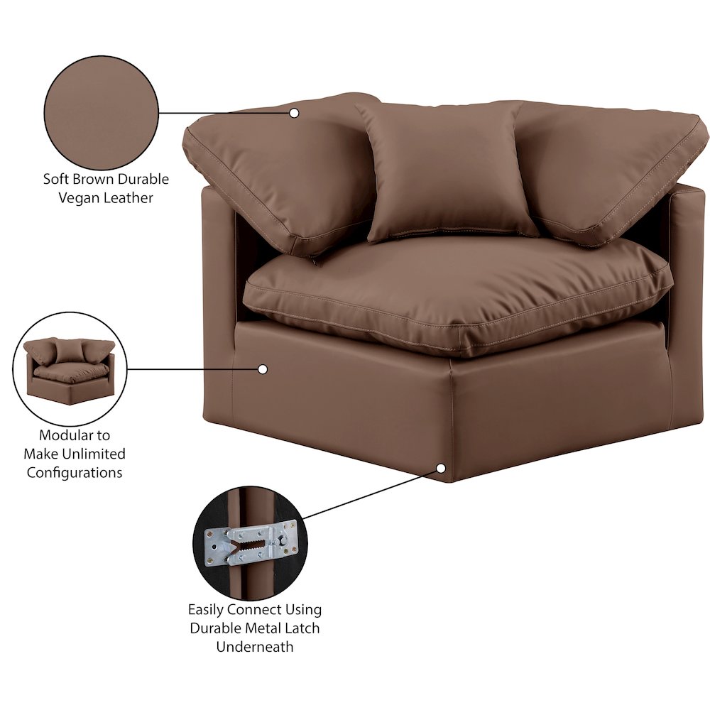 Indulge Brown Vegan Leather Corner Chair