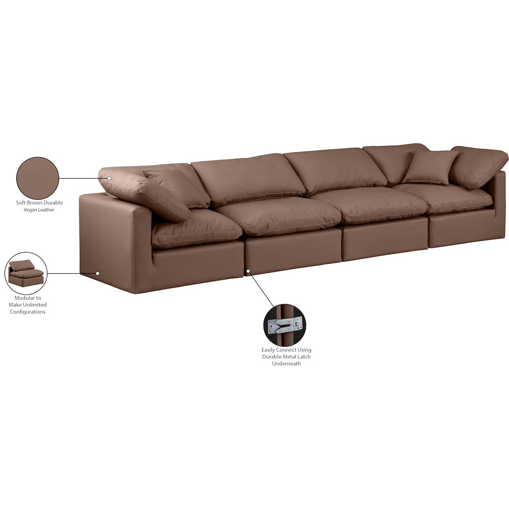 Indulge Brown Vegan Leather Modular Sofa