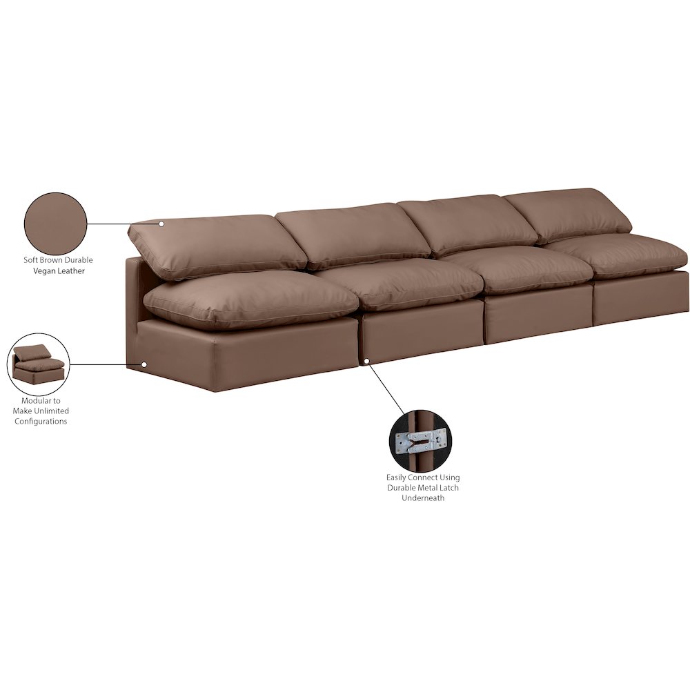 Indulge Brown Vegan Leather Modular Sofa