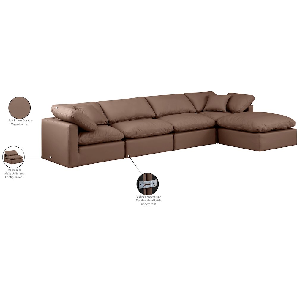 Indulge Brown Vegan Leather Modular Sectional