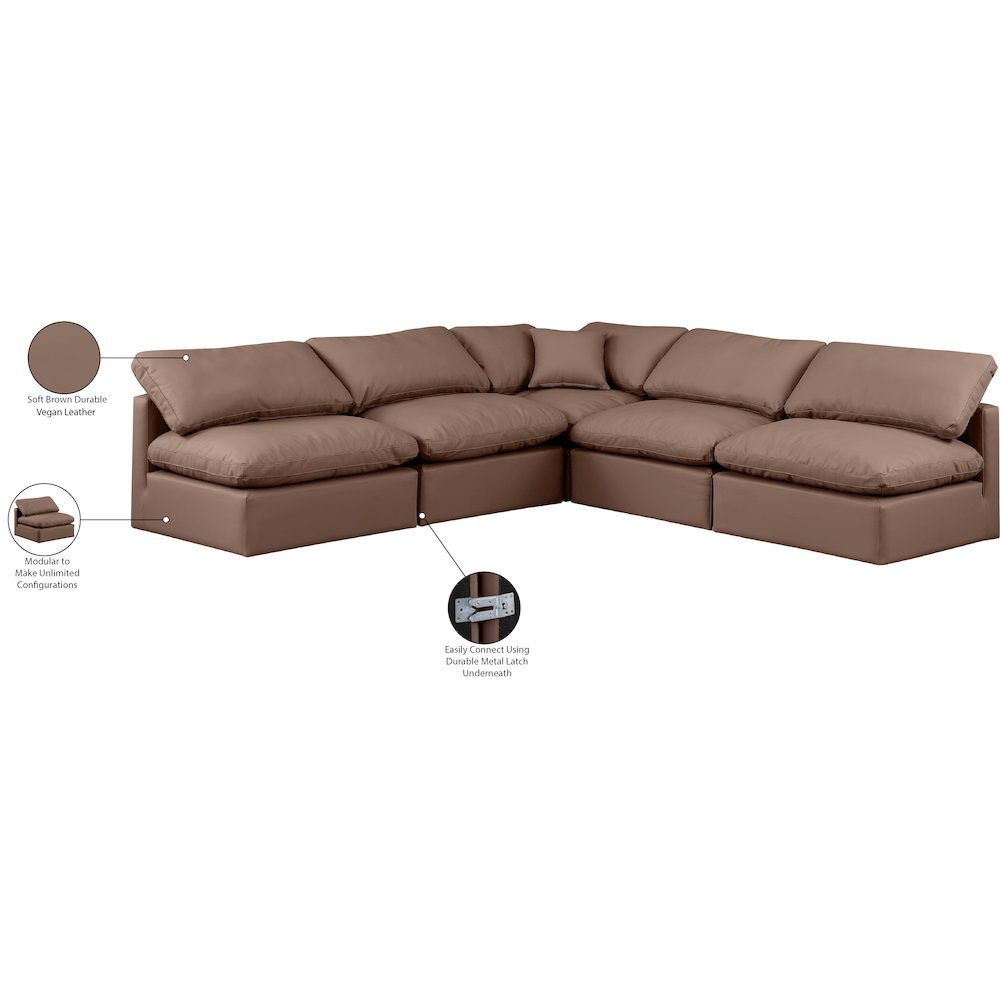 Indulge Brown Vegan Leather Modular Sectional
