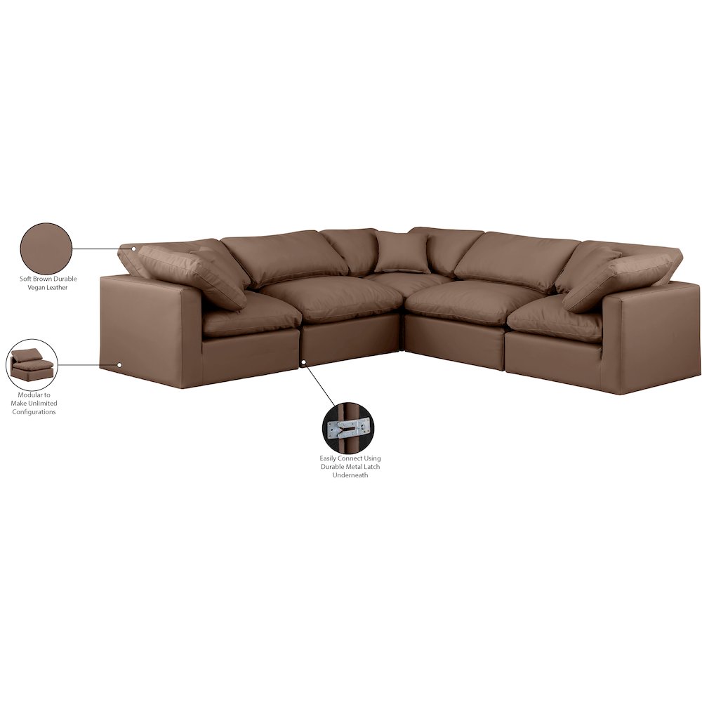 Indulge Brown Vegan Leather Modular Sectional