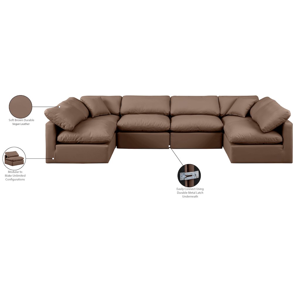 Indulge Brown Vegan Leather Modular Sectional