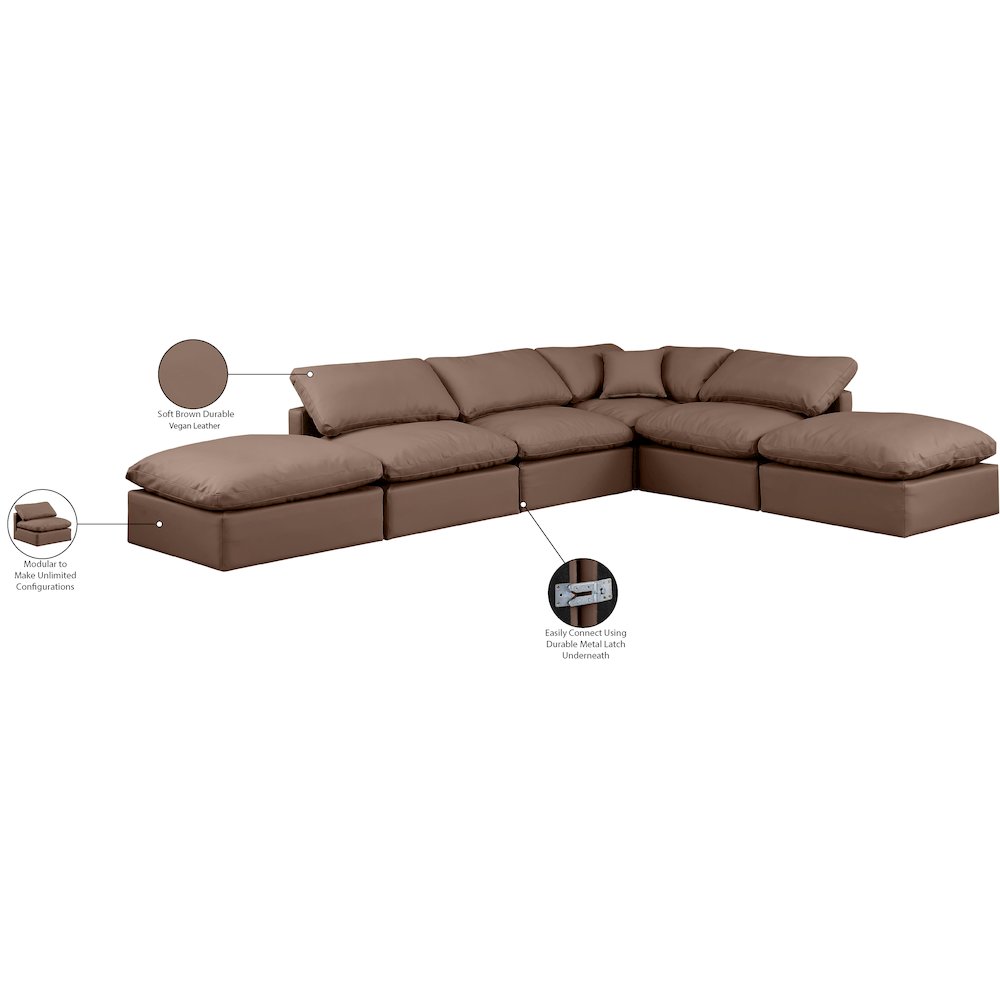 Indulge Brown Vegan Leather Modular Sectional