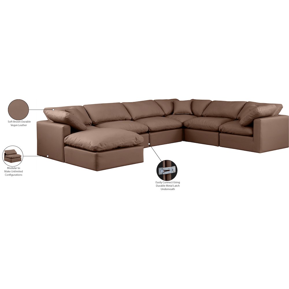 Indulge Brown Vegan Leather Modular Sectional
