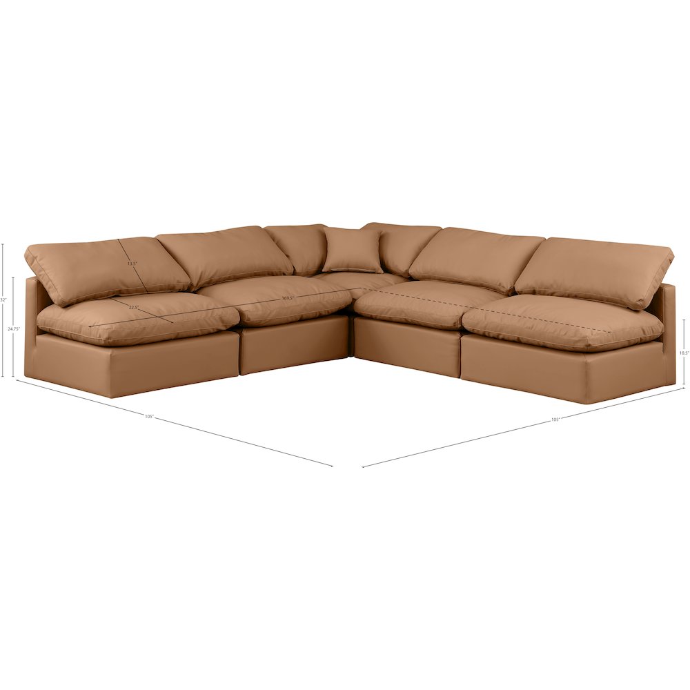Indulge Cognac Vegan Leather Modular Sectional