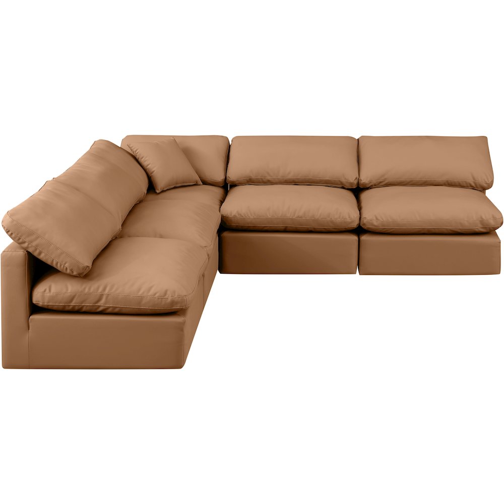 Indulge Cognac Vegan Leather Modular Sectional