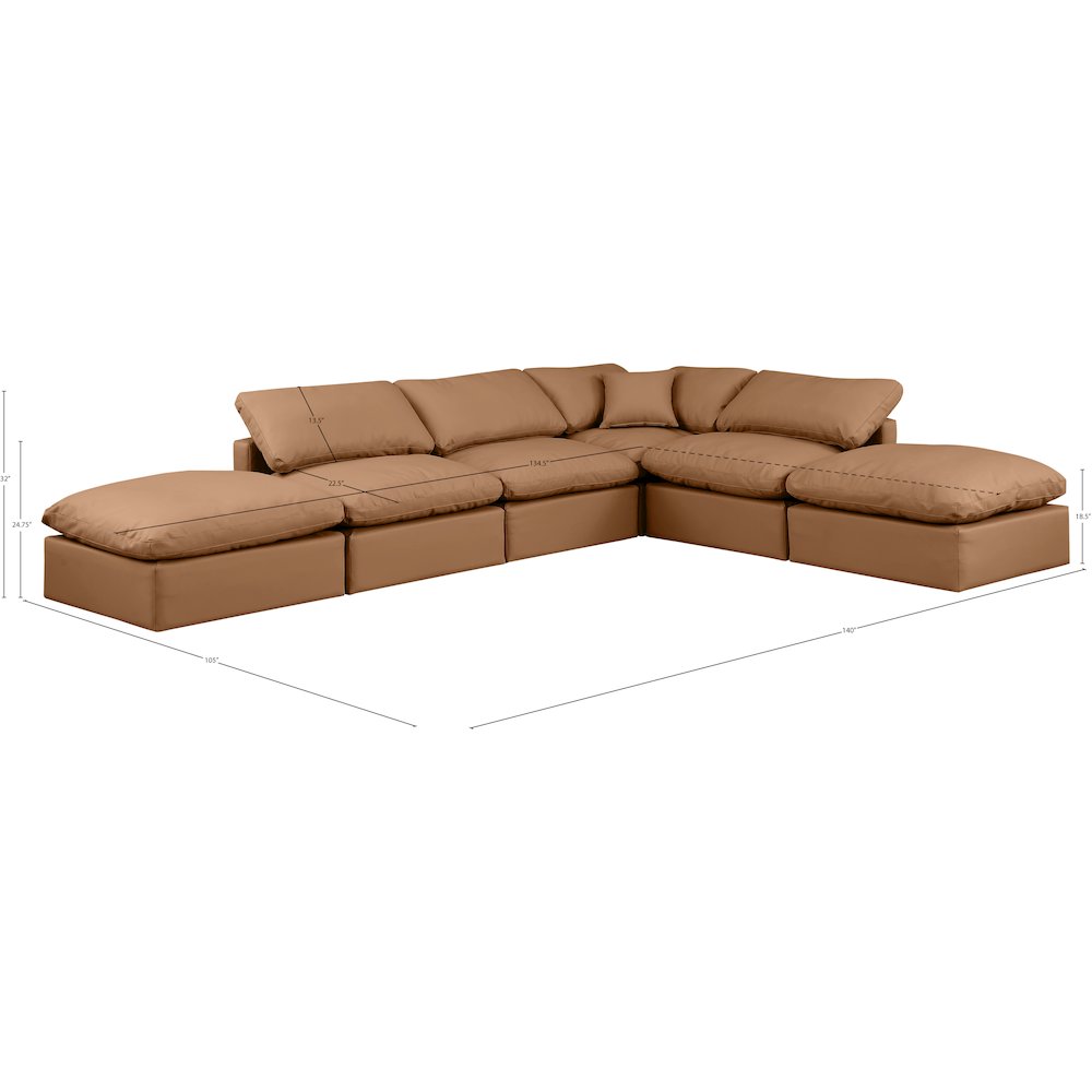 Indulge Cognac Vegan Leather Modular Sectional