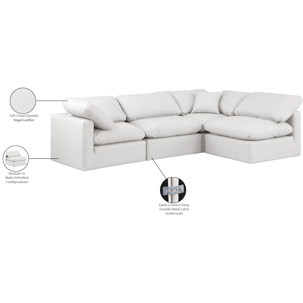 Indulge Cream Vegan Leather Modular Sectional