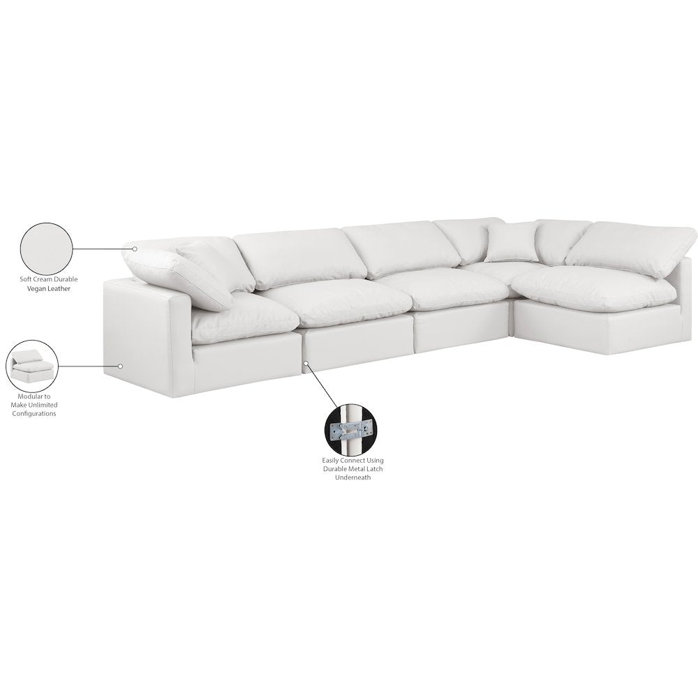 Indulge Cream Vegan Leather Modular Sectional
