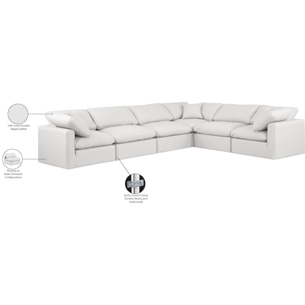 Indulge Cream Vegan Leather Modular Sectional