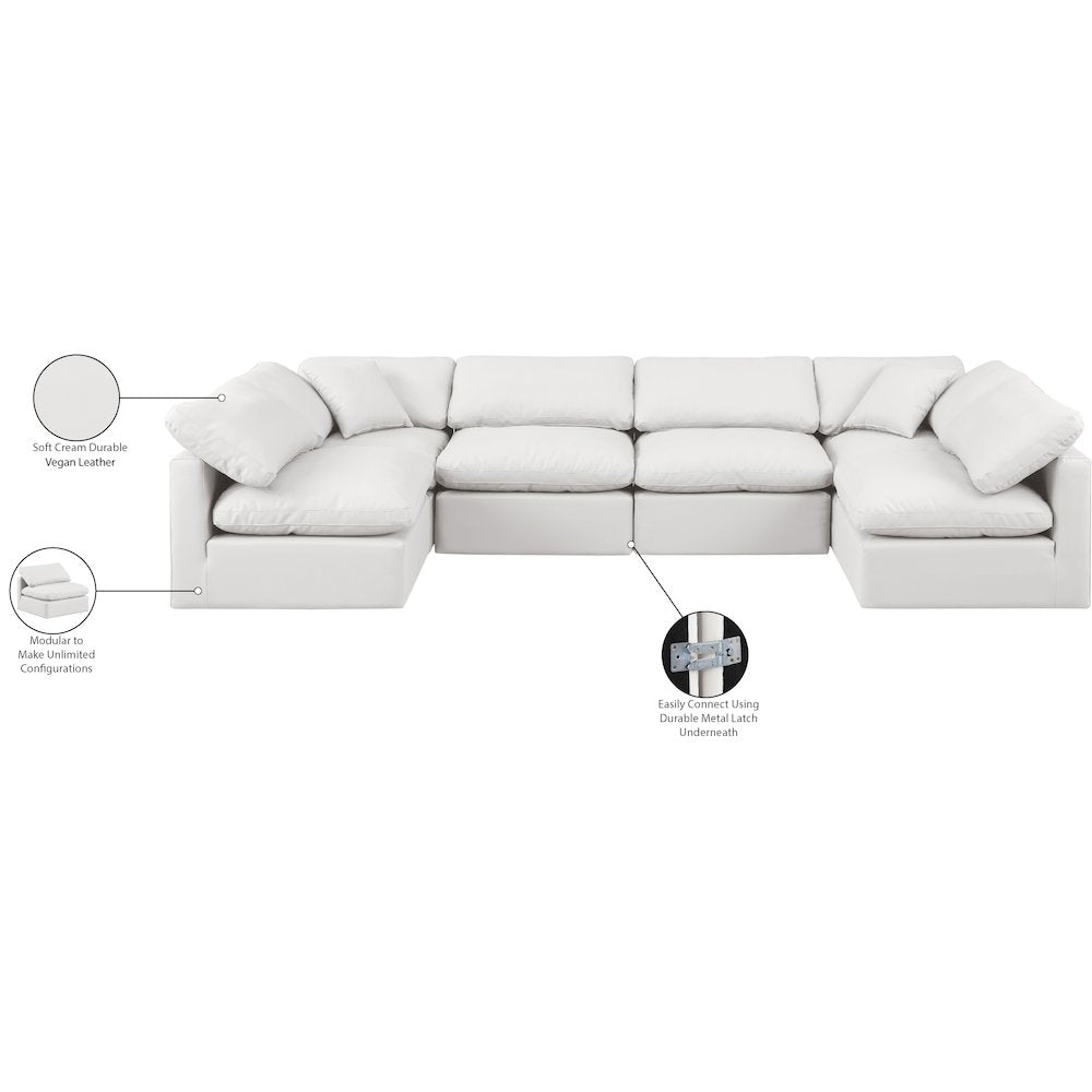 Indulge Cream Vegan Leather Modular Sectional