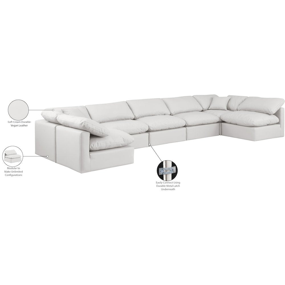 Indulge Cream Vegan Leather Modular Sectional