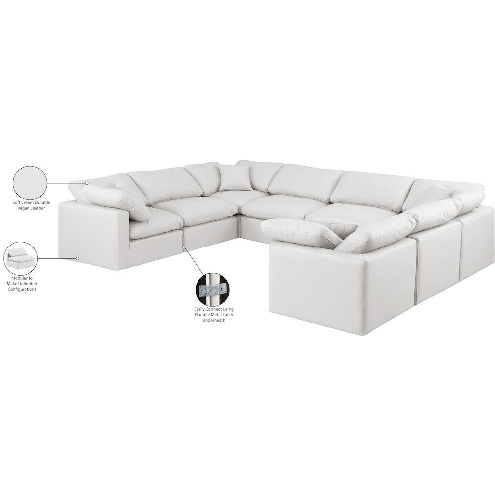 Indulge Cream Vegan Leather Modular Sectional
