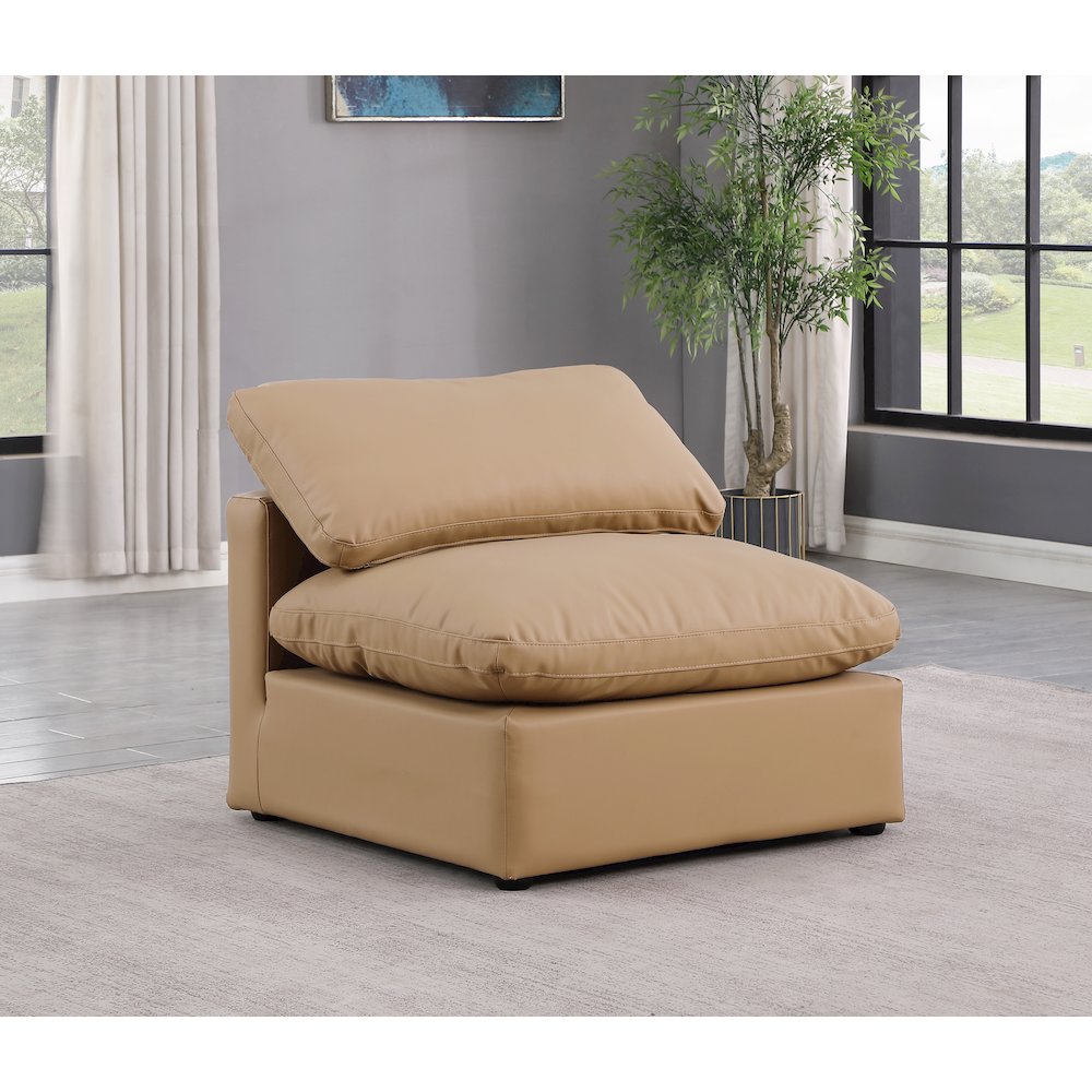 Indulge Tan Vegan Leather Armless Chair