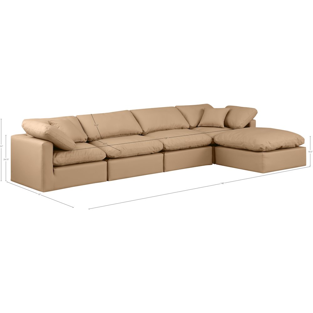 Indulge Tan Vegan Leather Modular Sectional