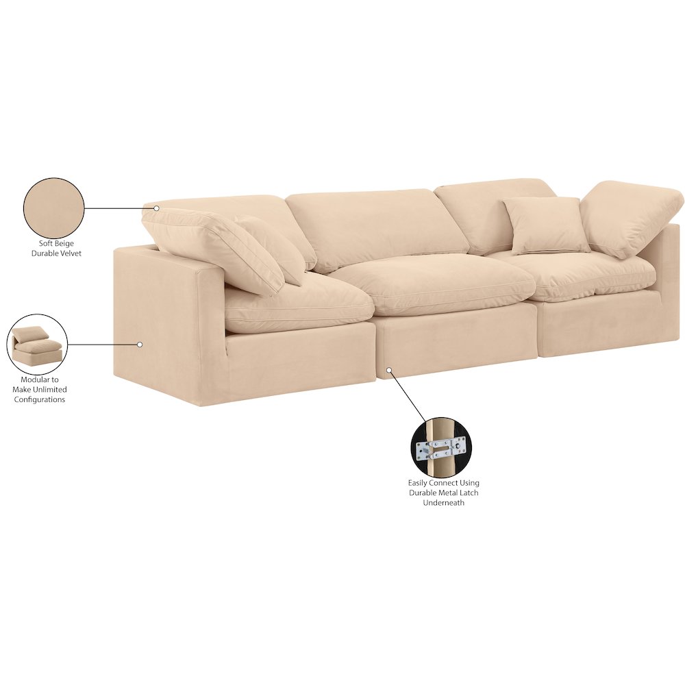 Indulge Beige Velvet Modular Sofa