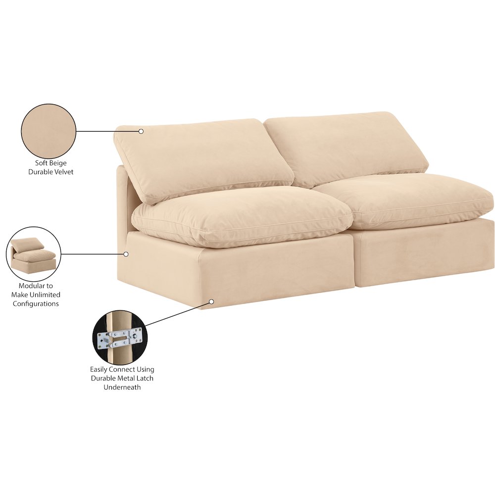 Indulge Beige Velvet Modular Sofa